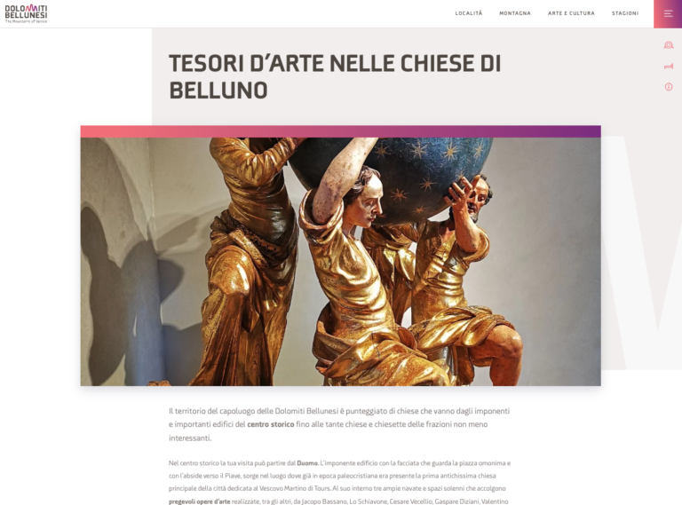 copy per il portale turistico della provincia di Belluno - sezione tesori d'arte